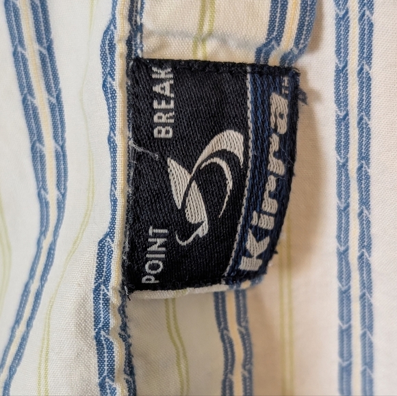 Kirra Mens Button Down 100% Cotton Striped Surfer Long Sleeve White - Picture 6 of 11